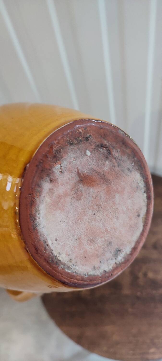 Large vintage enamelled terracotta pitcher
