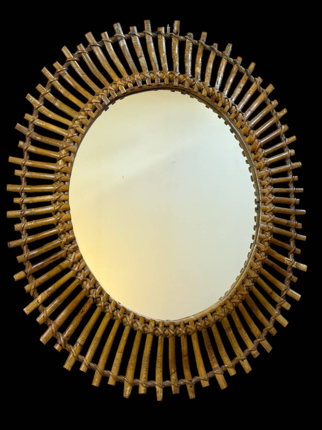 Vintage rattan mirror from the 1950s France
