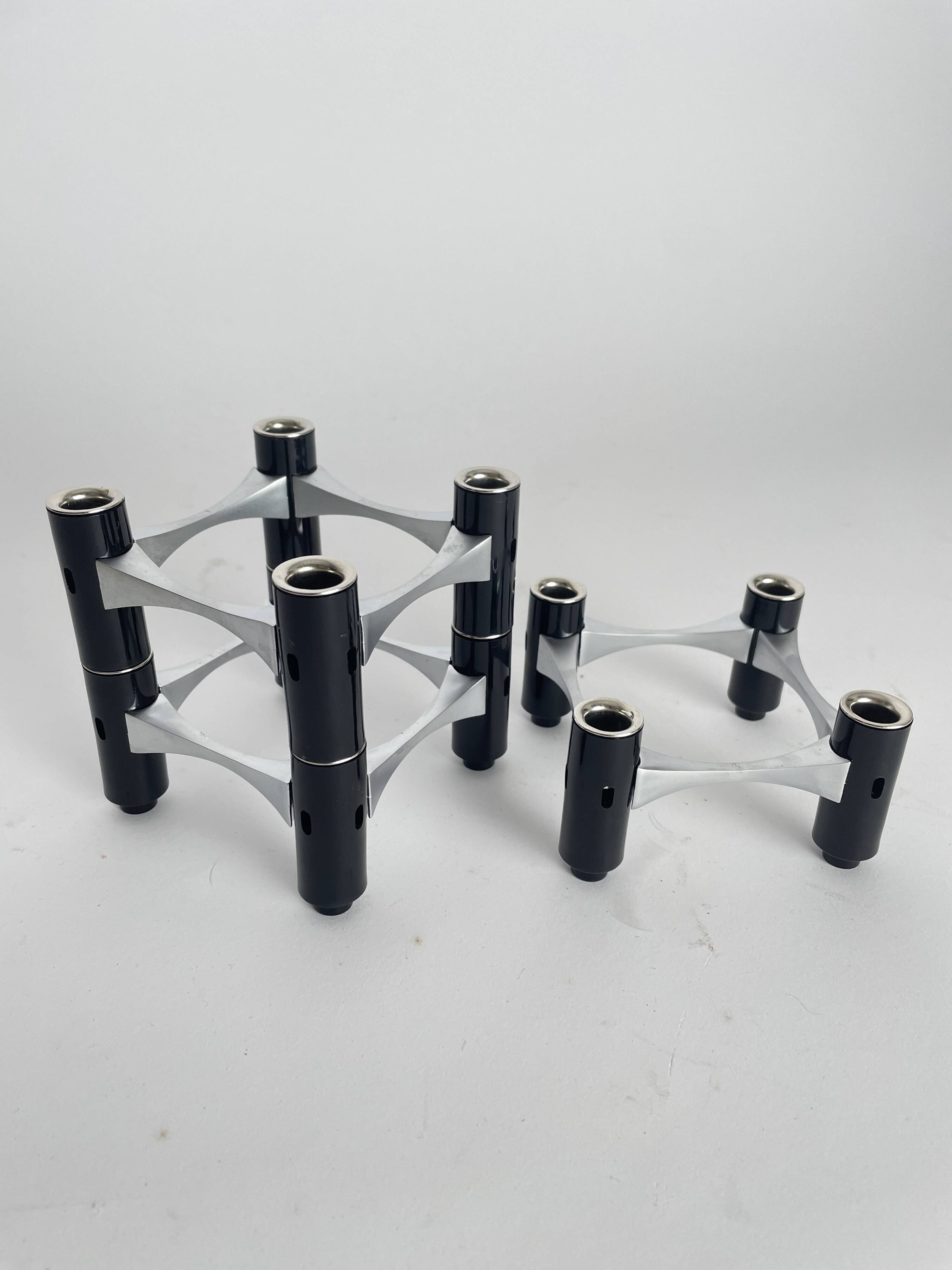 Vintage BMF Modular Candle Holder Black & Silver, Original Box + 12 candles