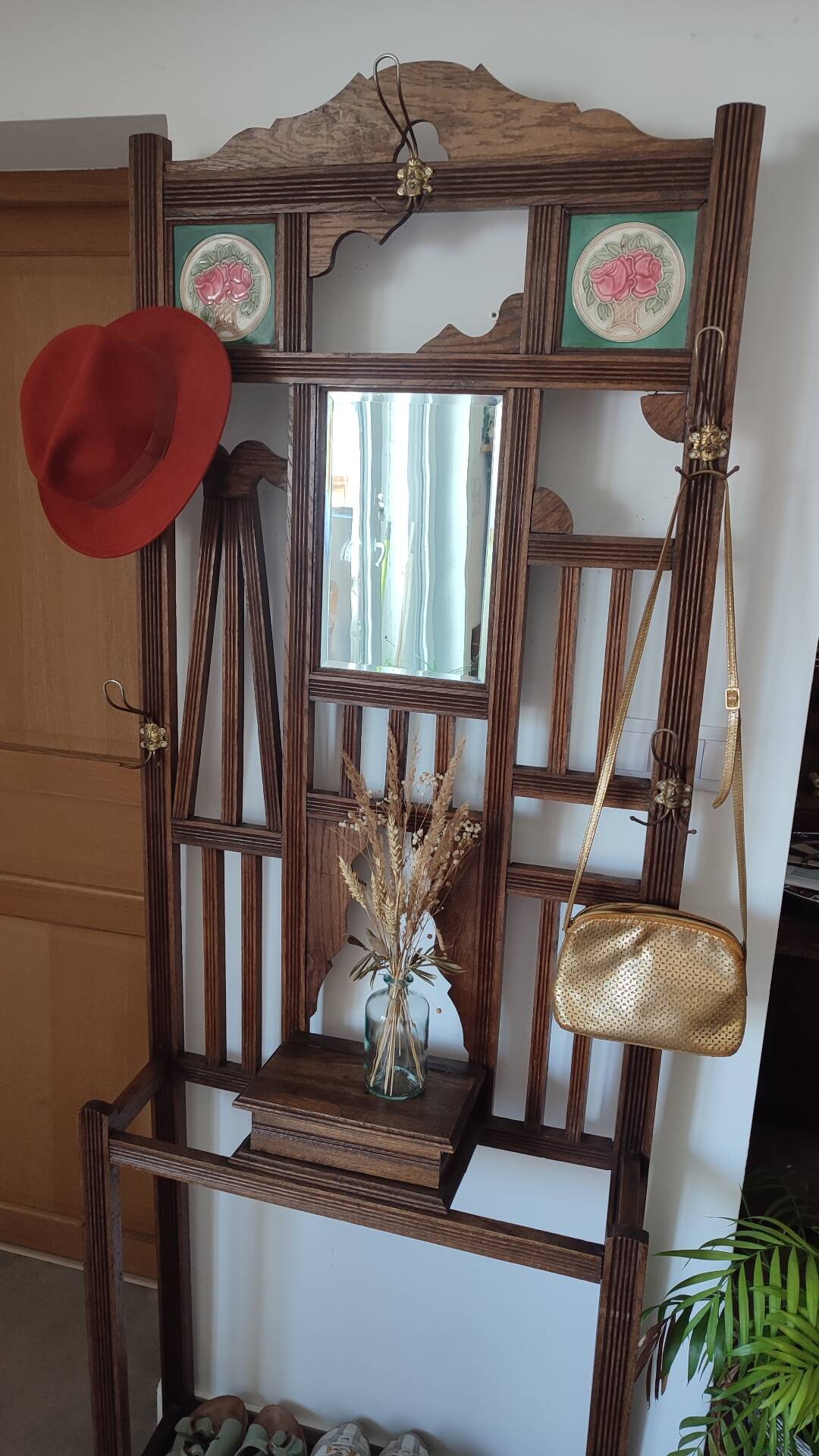 Porte manteau chêne art déco