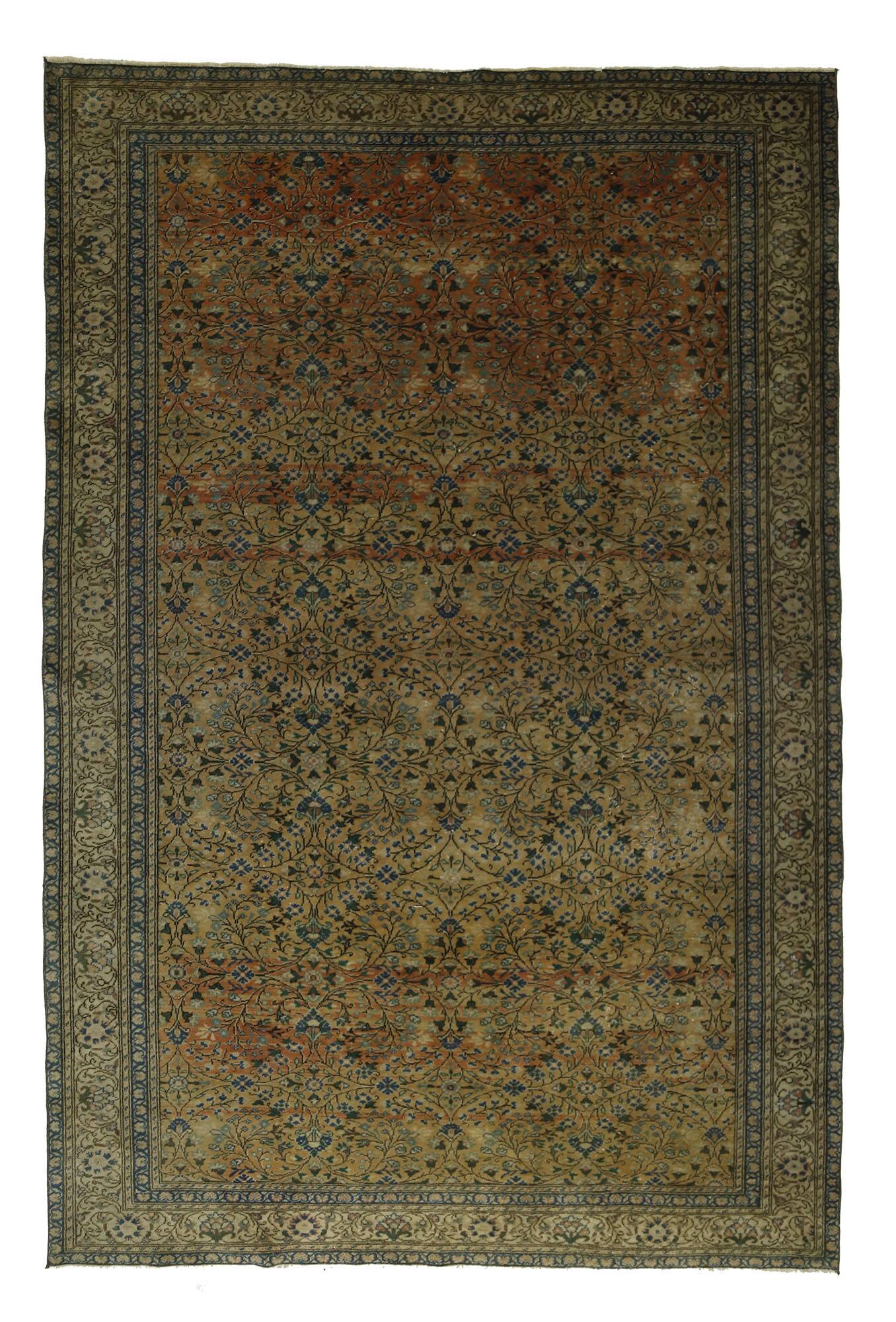 Tapis Oushak Vintage à Motifs Floraux – Laine 100 % – 290 × 191 cm