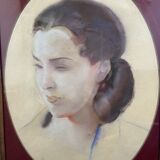 Lucien-Victor Guirand de Scevola (1871-1950) Portrait of a Young Woman, 1928 pastel, oval