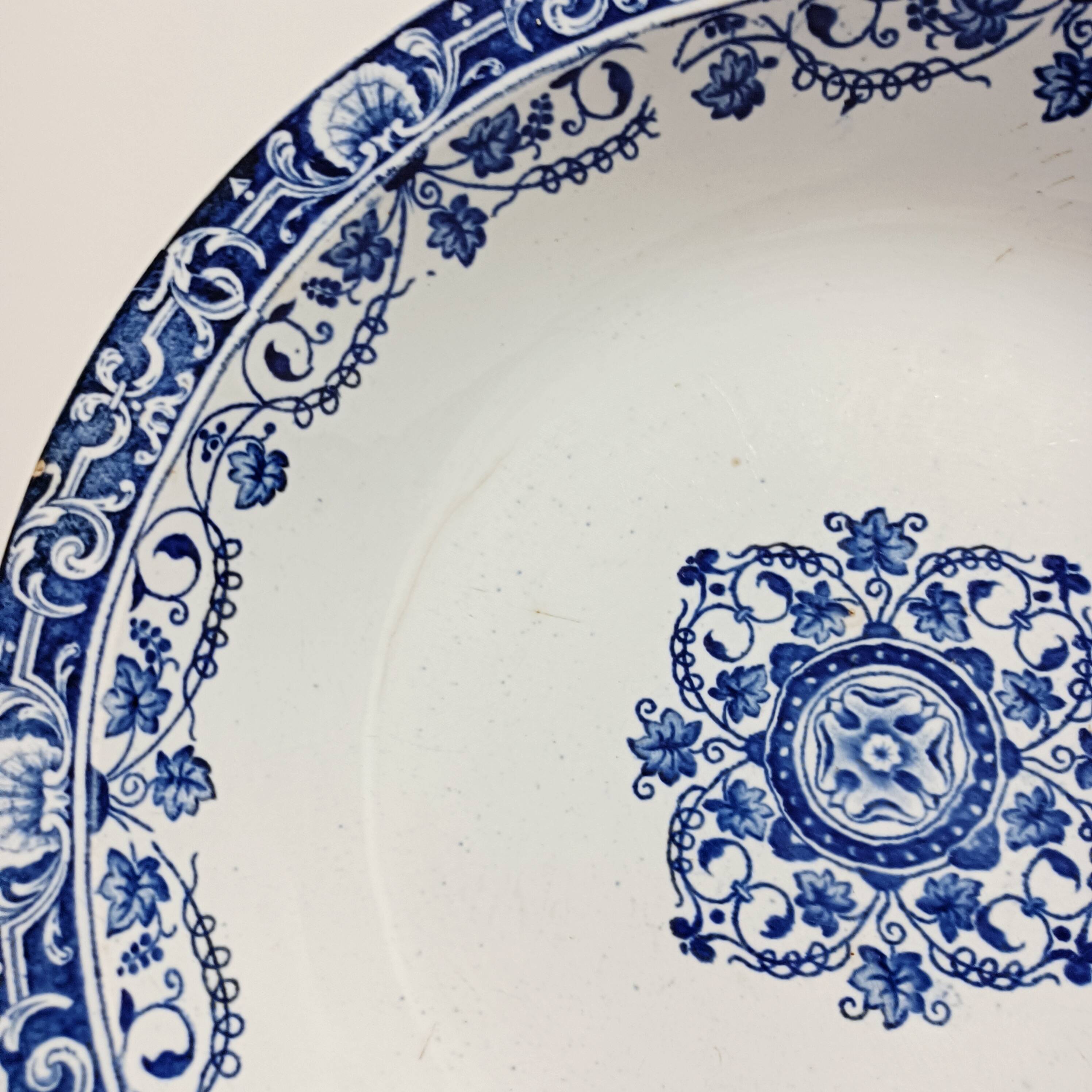 Large round and hollow dish Longwy Louis XV