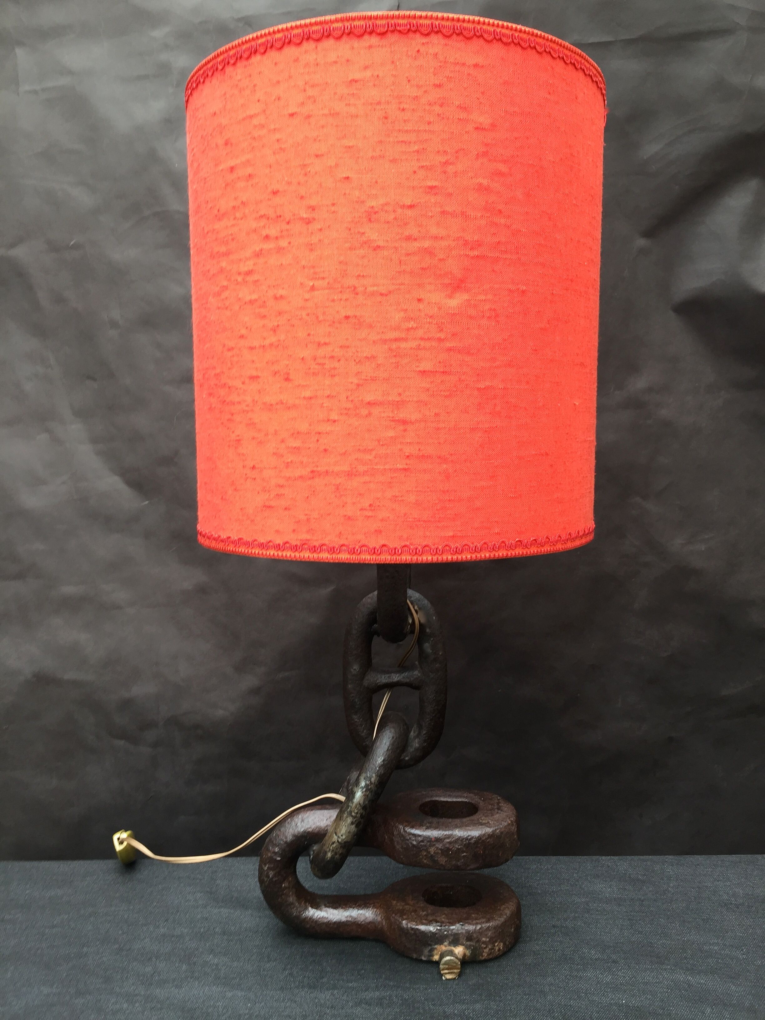 Vintage 1960s navy liner chain lamp red light