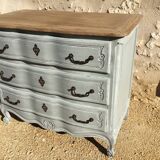 Louis XV style chest of drawers, patinated and waxed, natural wood top
