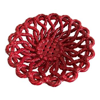 Fruit basket in burgundy basketry slip braided burgundy year 60