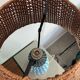 Blue ceramic lamp and rattan
