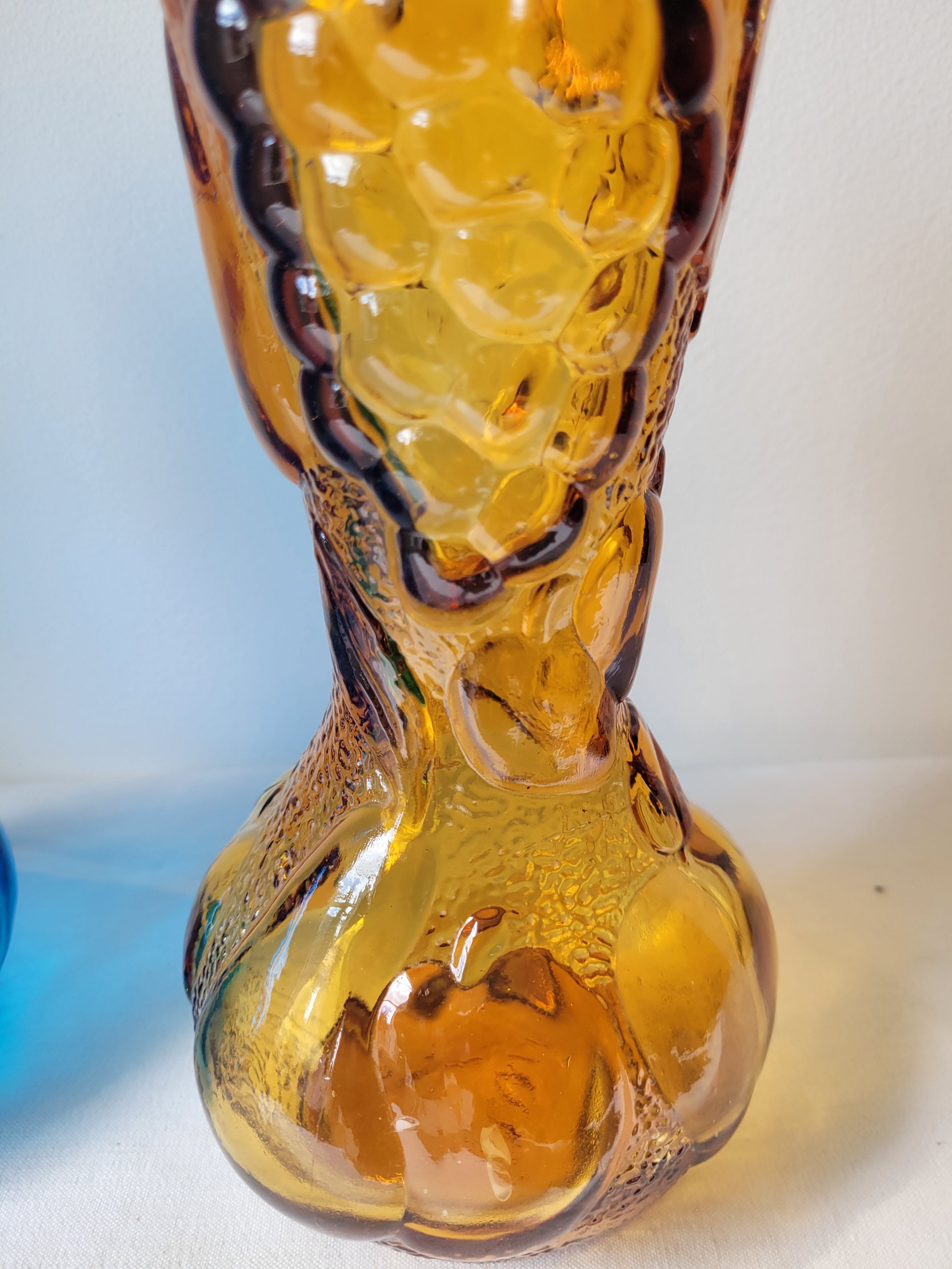 Duo of blue and amber Italian vases