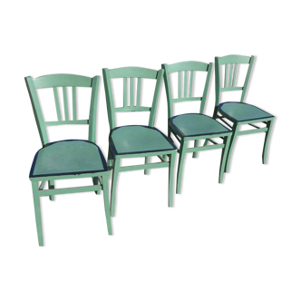 Set of 4 green bistro chairs