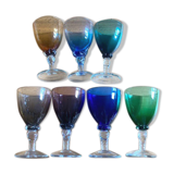 Set of seven colored glasses