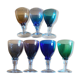 Lot de sept verres colorés