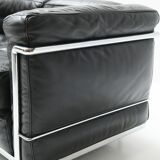 Vintage LC-2 in black leather by Le Corbusier, Jeanneret & Perriand for Cassina