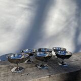 6 stainless steel cups on foot 1970