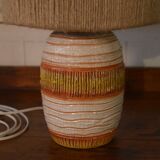 Ceramic lamp with linen shade, 1950s - 1960s