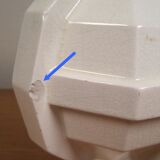 Modernist art deco ball vase in ecru white cracked glazed earthenware, signed saint clement n° 778