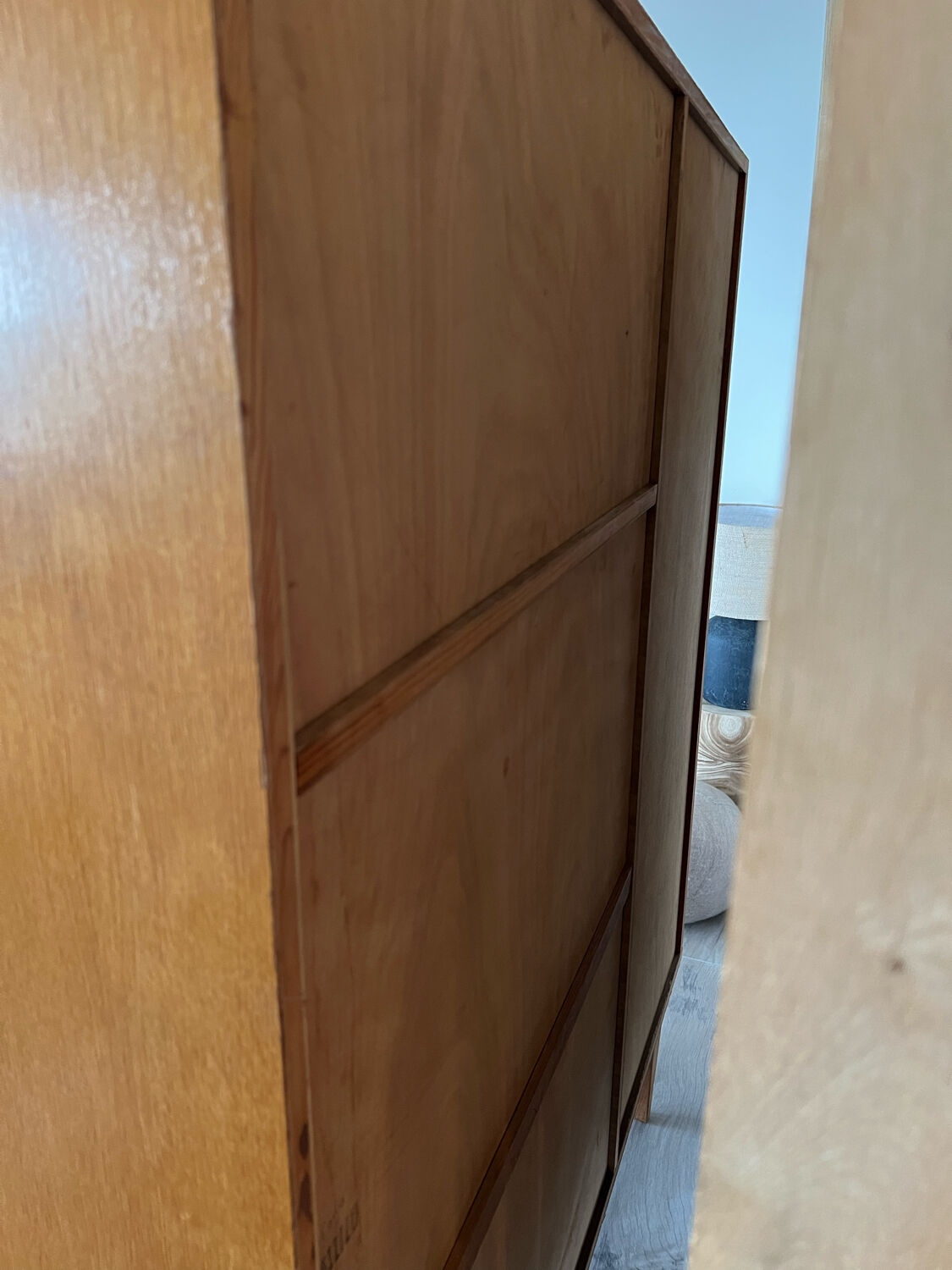 Multifunctional cabinet in wood and rattan