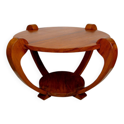 Guéridon, Table Basse en Teck Massif, Art Deco Colonial, c. 1930