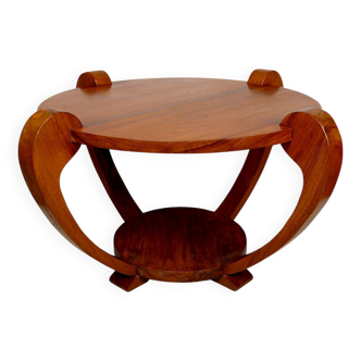 Guéridon, Table Basse en Teck Massif, Art Deco Colonial, c. 1930