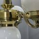 Art Deco Brass and Opaline Glass Chandelier, 1930s