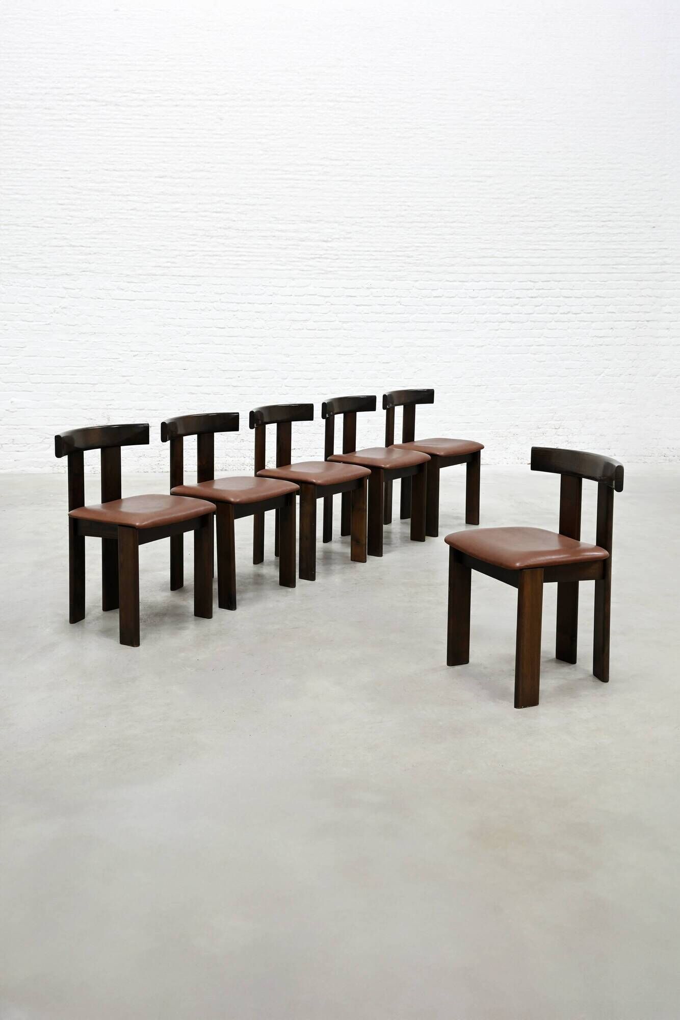 Dining Set by Luigi Vaghi for Former with Six Leather Chairs, Italy 1960's