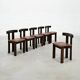 Dining Set by Luigi Vaghi for Former with Six Leather Chairs, Italy 1960's
