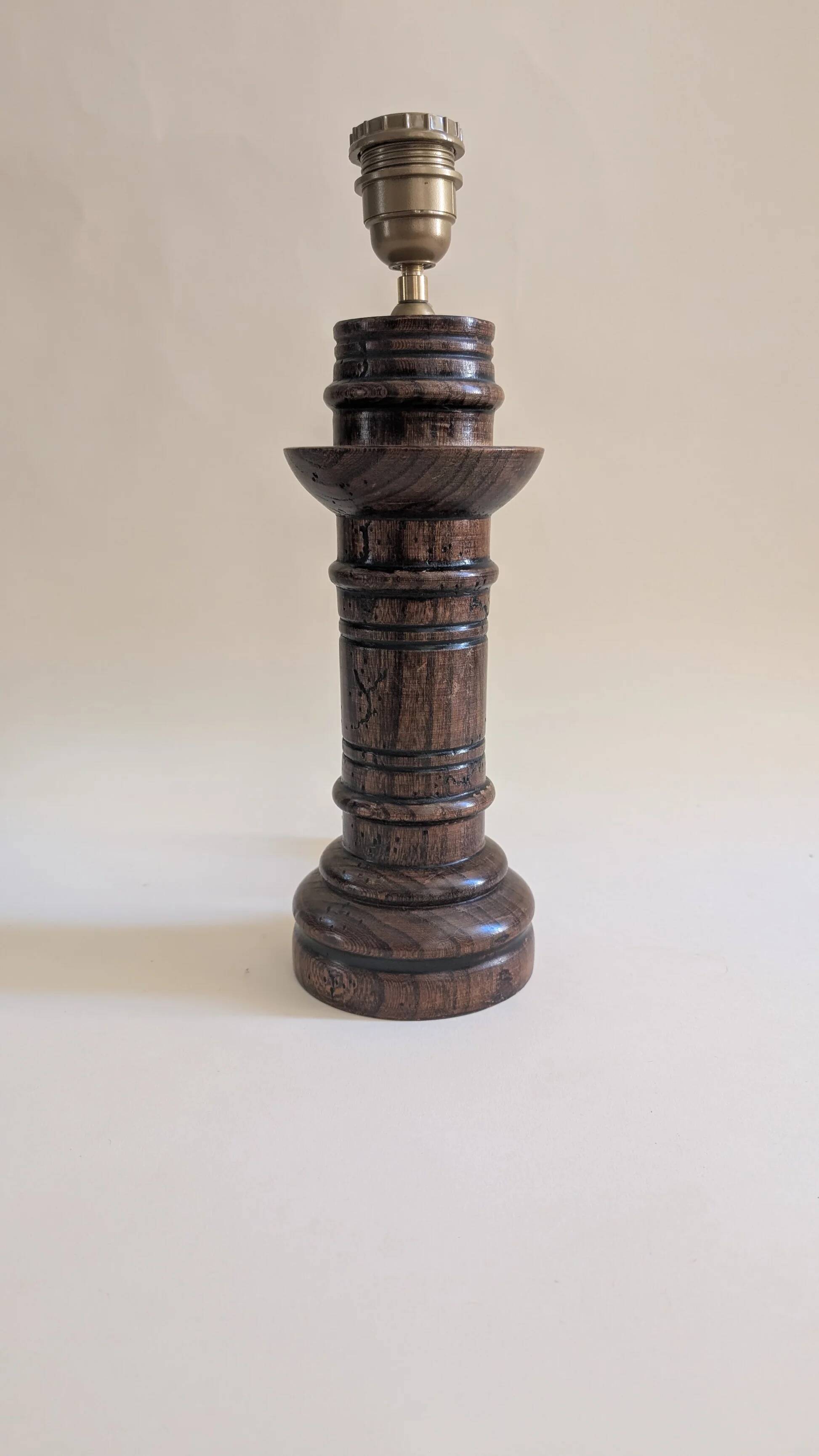 Wooden lamp base - height 30 cm