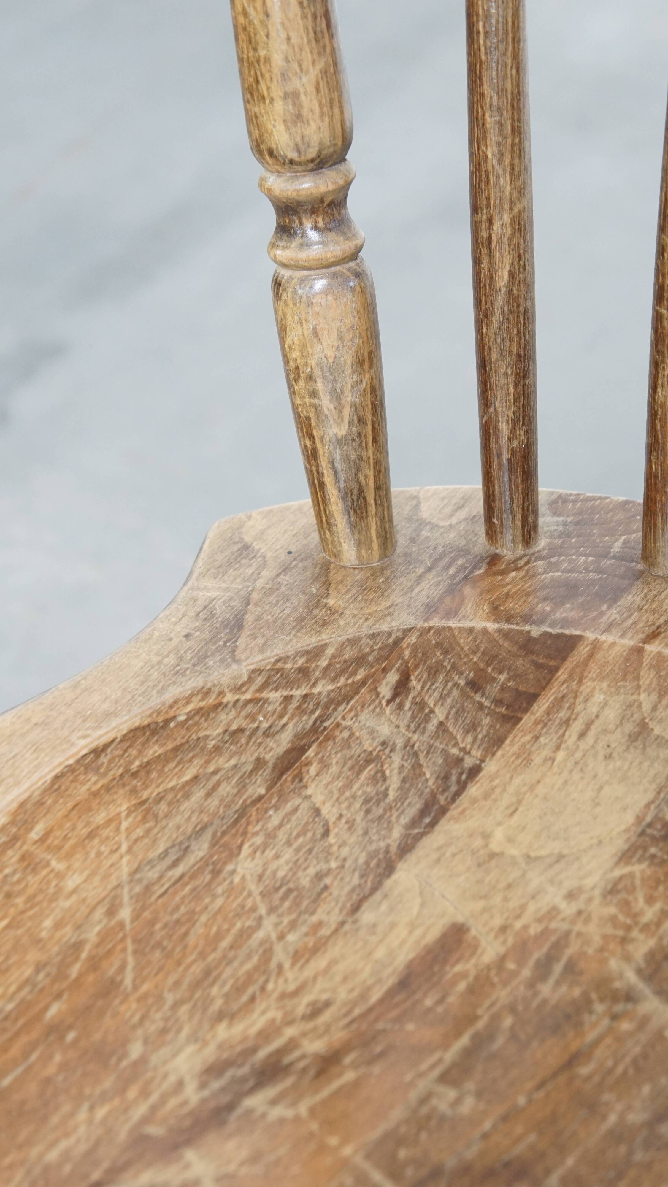 Set of 8 antique wooden spindle chairs