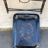 Plateau en fer peint et pied pliant table basse