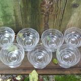 Set of 7 engraved crystal stemmed dessert cups