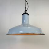 Industrial Light Blue Enamel Factory Pendant Lamp, 1960s