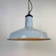 Lampe à suspension industrielle en émail bleu clair, années 1960