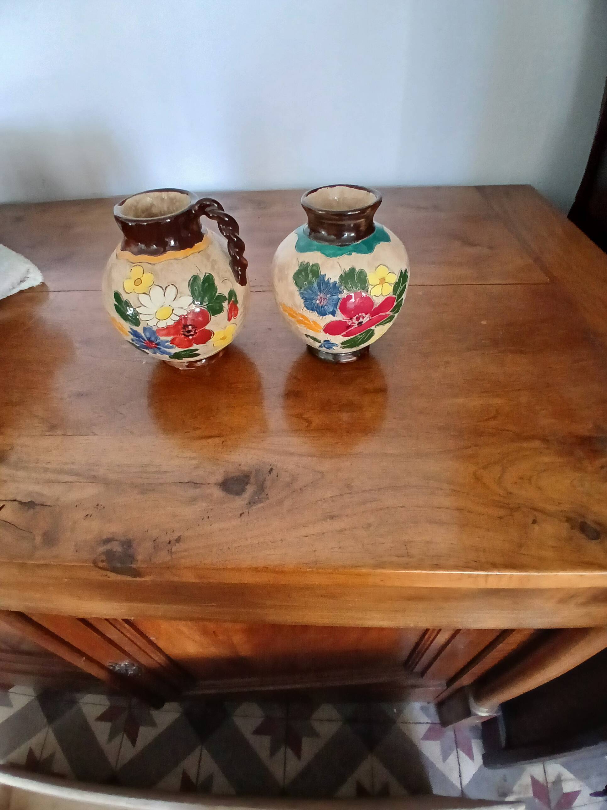 Vase Vallauris Massier with floral patterns,