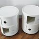 Pair of vintage white/cream Componibili bedside tables - Kartell