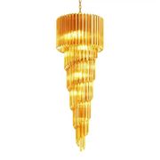 Contemporary Amber “Quadriedro” Murano Glass Twister Chandelier in Venini S