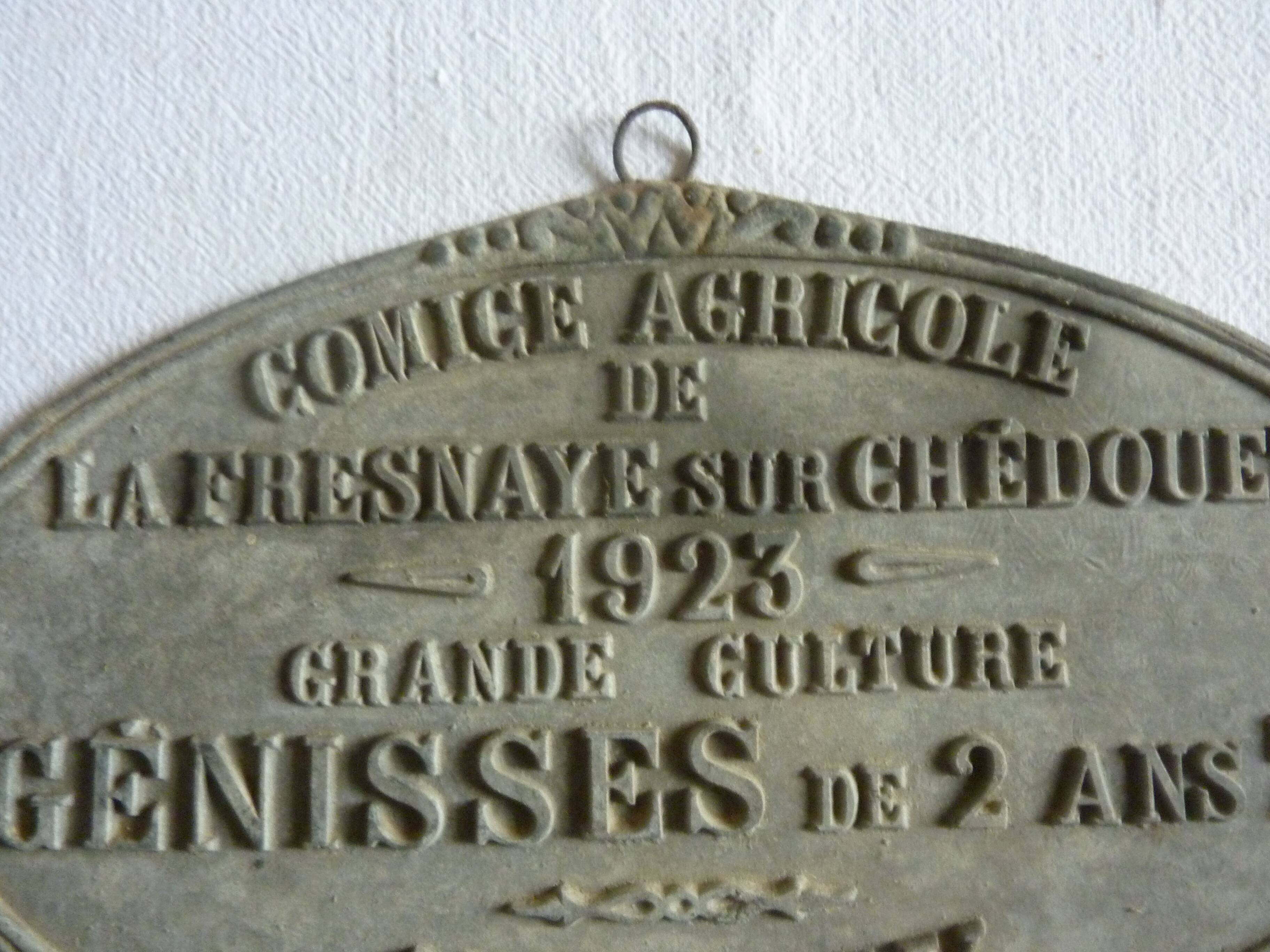 Plaque ancienne de concours agricole de 1923