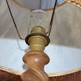 Turned wood base lamp