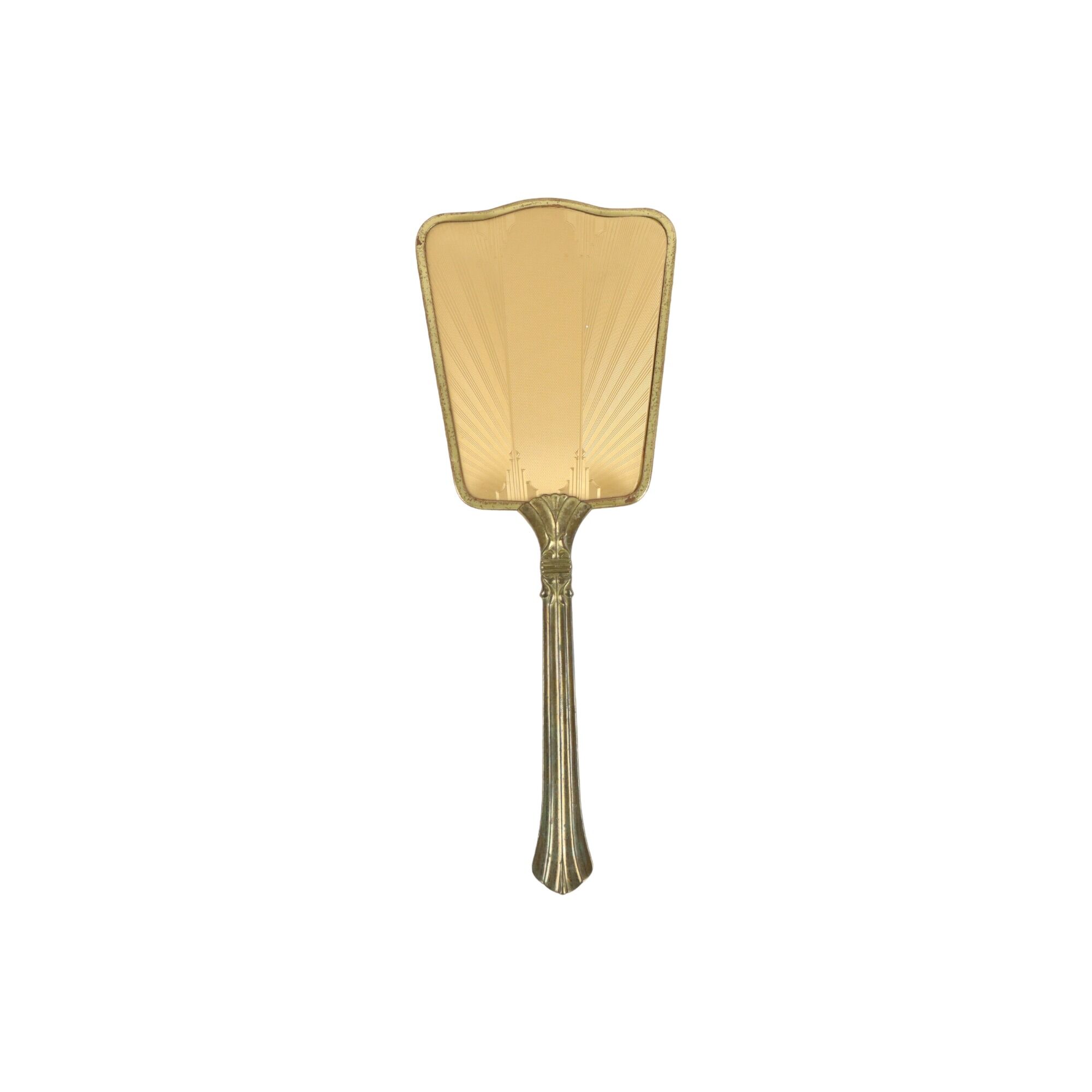 French art deco hand mirror makeup mirror brass facet 31cm