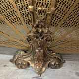 Large Napoleon III fireplace screen in gilded bronze with 9 leaves, shape