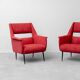 Pair of vintage red armchairs with armrests – 1960s/70s