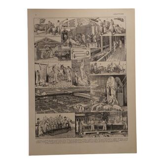 Original lithograph on slaughterhouses