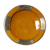 Vintage Moroccan ceramic yellow dish 33 cm