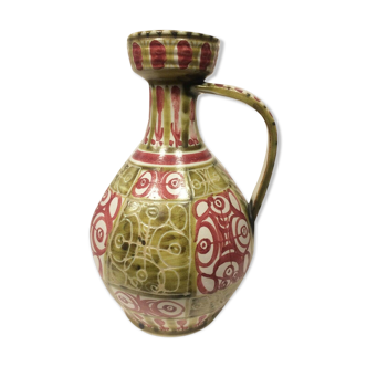 André Horellou Keraluc enamelled sandstone pitcher in modernist style