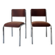 Pair of chrome and chestnut brown velvet chairs, 1970s design