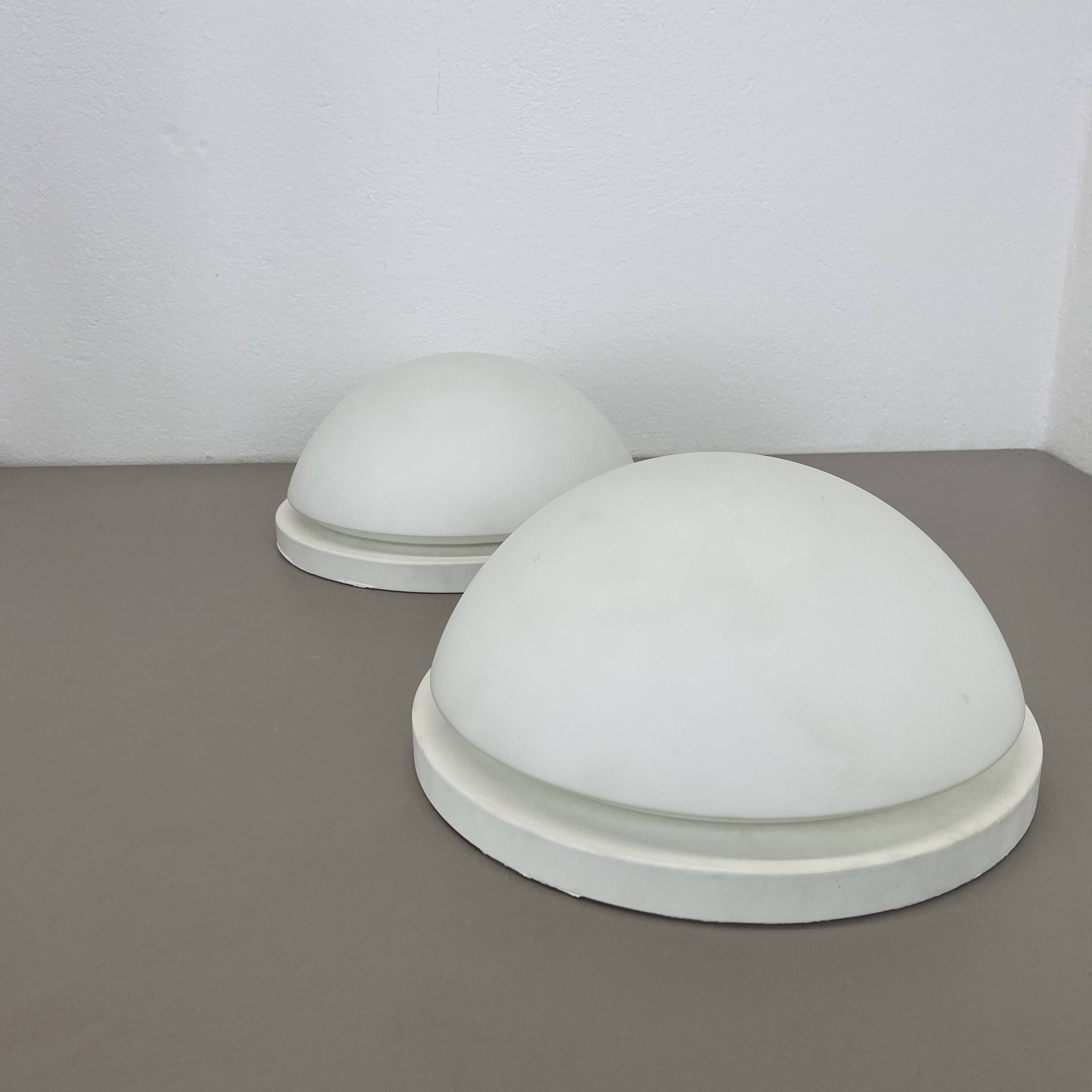 Set of 2 metal and glass Wall ceiling Lights by Glashütte Limburg, Germany,