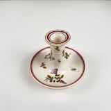 Hand-painted ceramic candlestick, flower pattern.