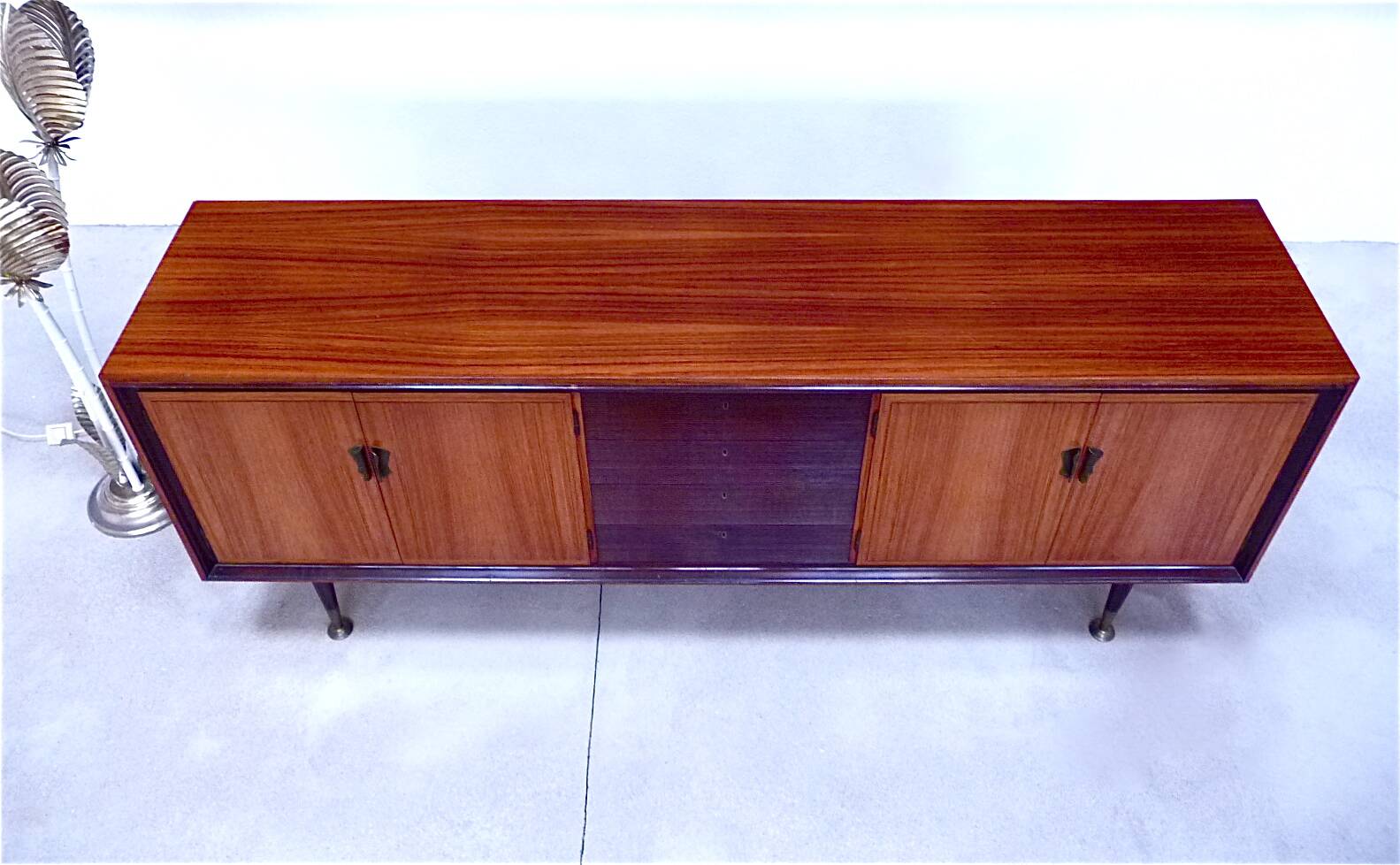 Large Italian Mid-Century Sideboard with Brass Details, 1950s