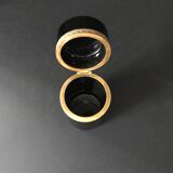 Black round box made of Murano glass