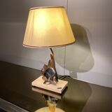 Vintage fish lamp in gold and copper metal