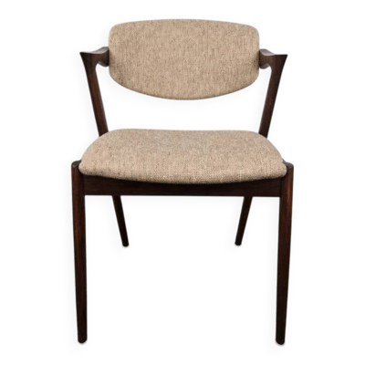 Chaise en palissandre et laine, modèle 42 par Kai Kristiansen pour Korup Stolefabrik, Danemark, 1956.