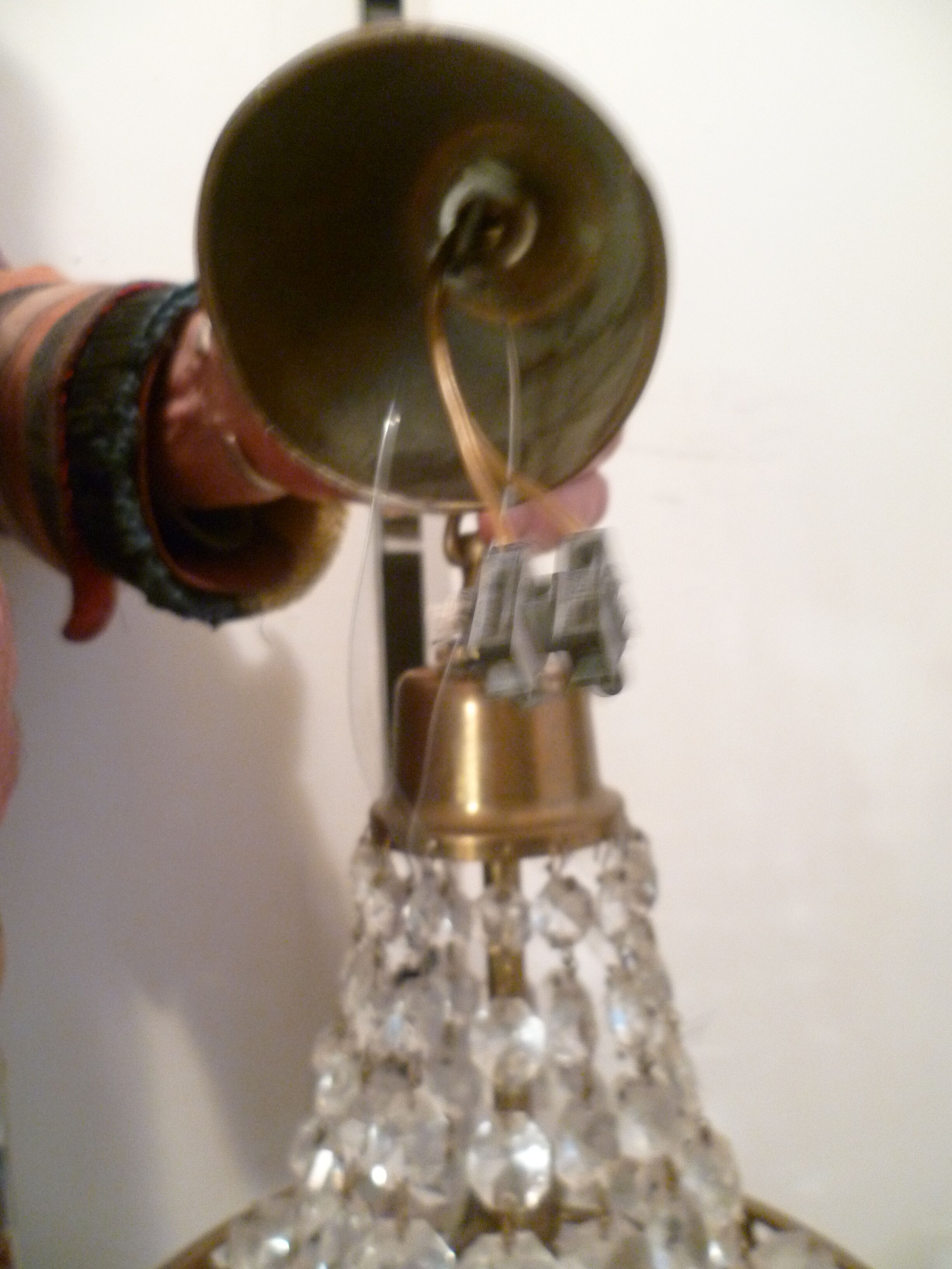 Chandelier ceiling lamp balloon grapevines glass & brass 1 fire